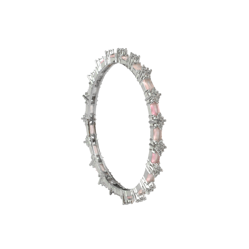 Blue Glow AD bangles in silver plated finish with sparkling American diamond (AD) stones – view 9 of 28