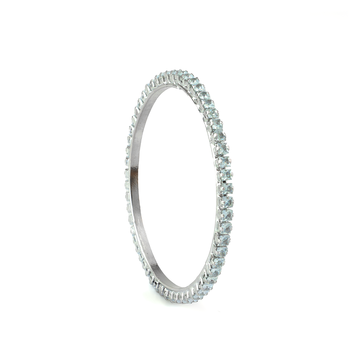 Small Square Crystal bangles in silver plated finish with shining crystal stones