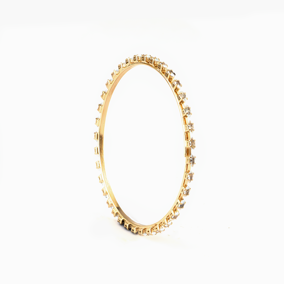 Oval Crystal bangles in gold plated finish with shining crystal stones