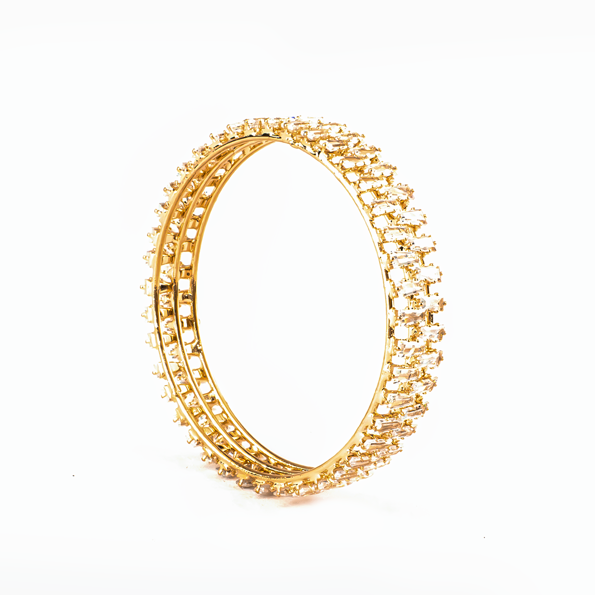 Double Shine Crystal bangles in gold plated finish with shining crystal stones