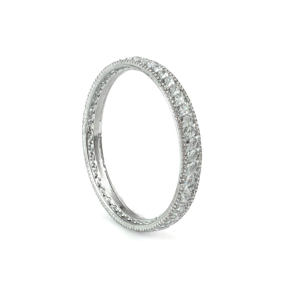 Diamond Crystal bangles in silver plated finish with shining crystal stones
