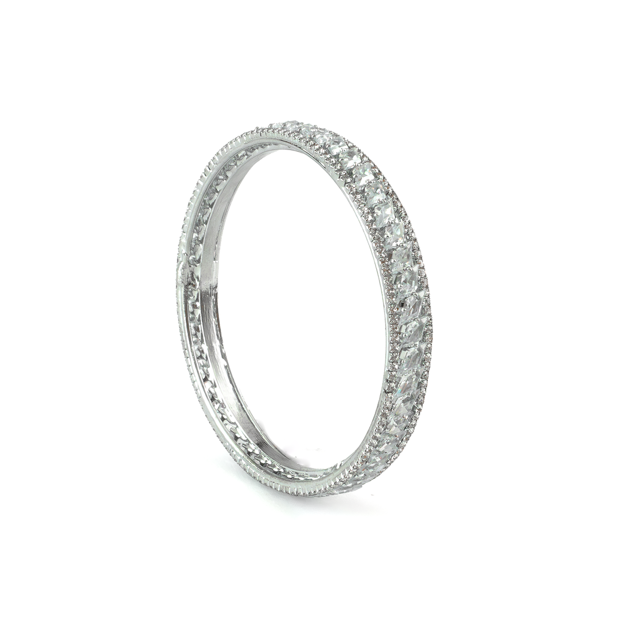 Diamond Crystal bangles in silver plated finish with shining crystal stones