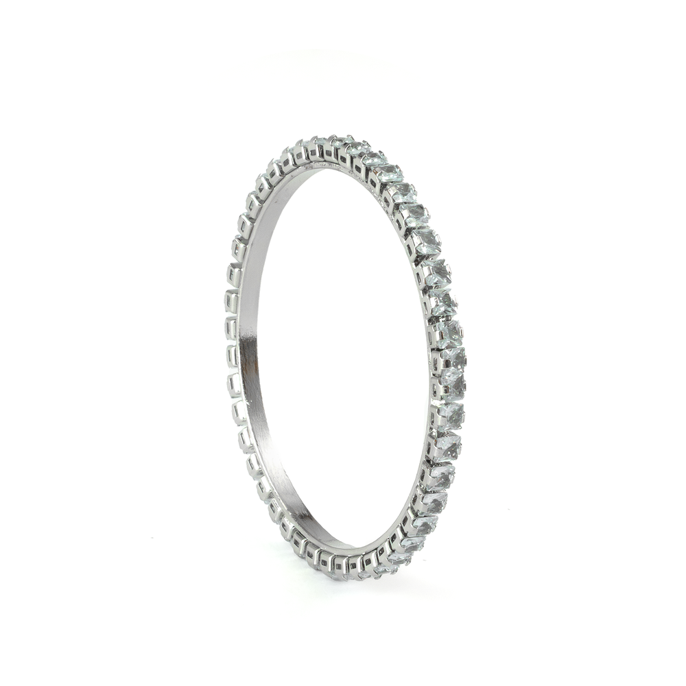 Space Square Crystal bangles in silver plated finish with shining crystal stones
