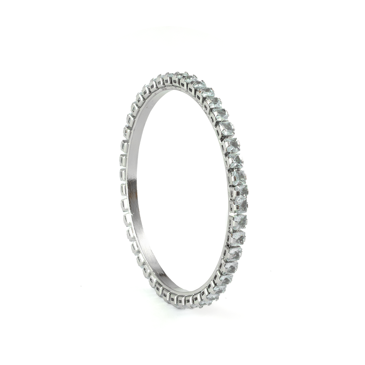Space Square Crystal bangles in silver plated finish with shining crystal stones
