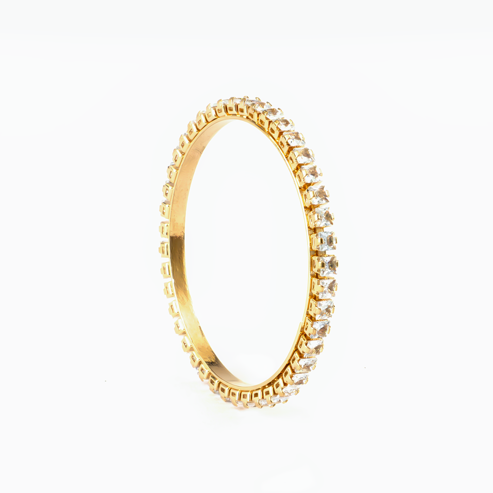 Space Square Crystal bangles in gold plated finish with shining crystal stones