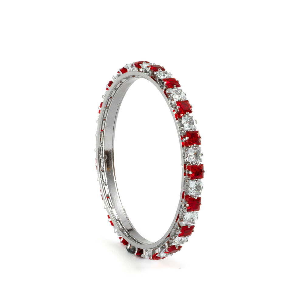 Romantic Square Stone Crystal bangles in silver plated finish with shining crystal stones – view 9 of 16