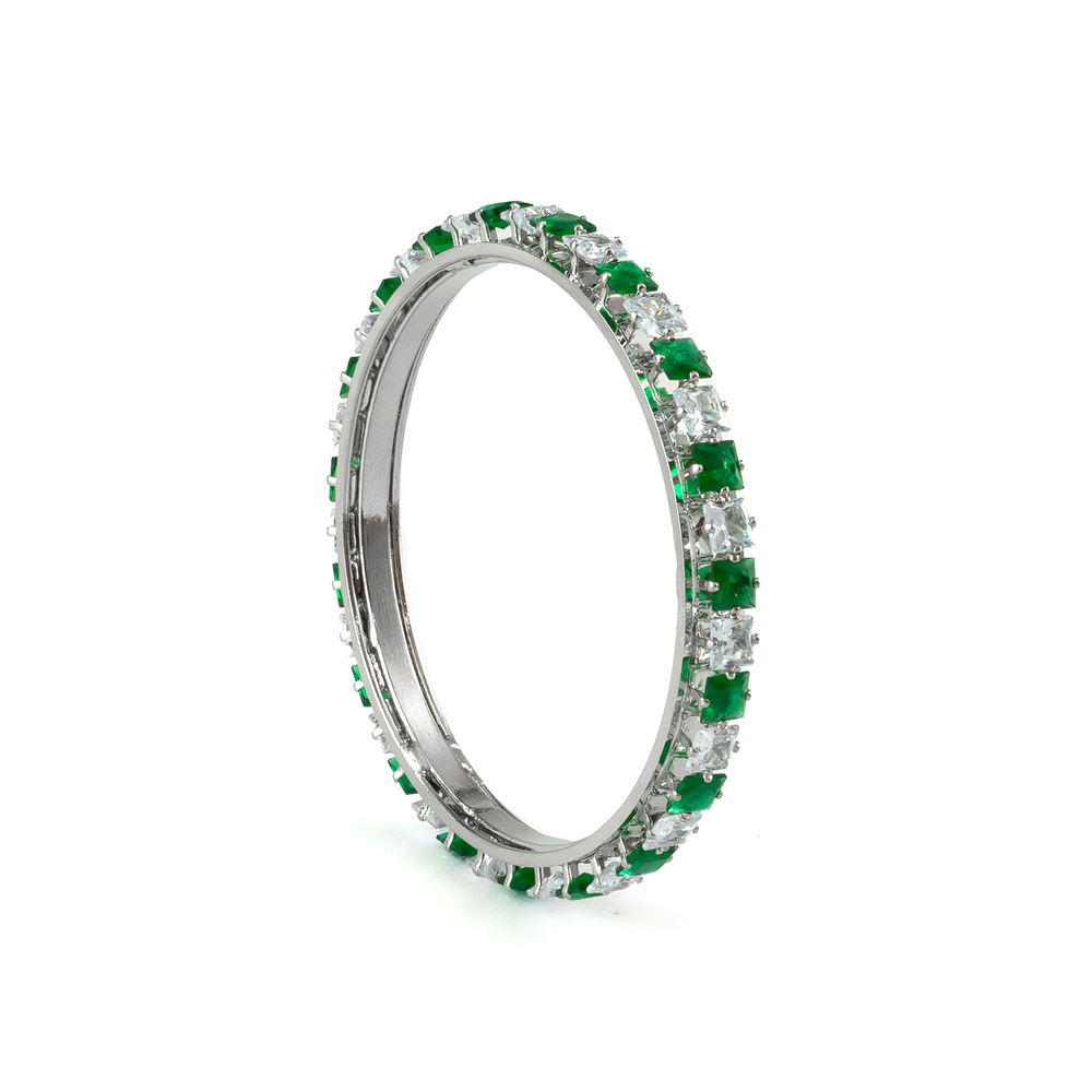 Romantic Square Stone Crystal bangles in silver plated finish with shining crystal stones – view 5 of 16