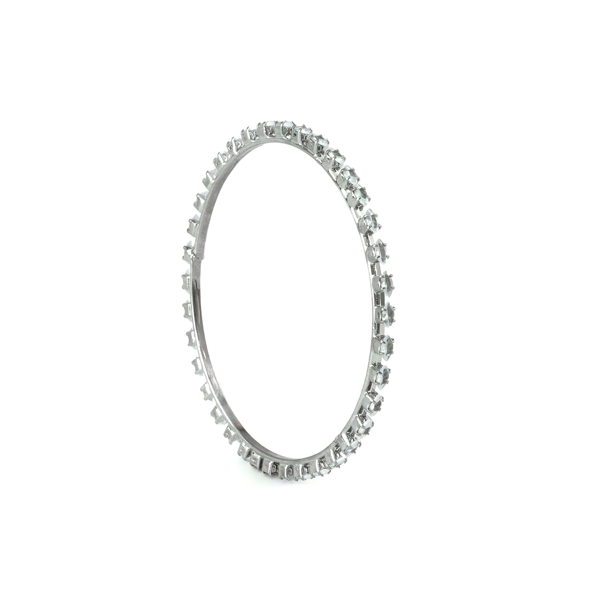 Oval Crystal bangles in silver plated finish with shining crystal stones
