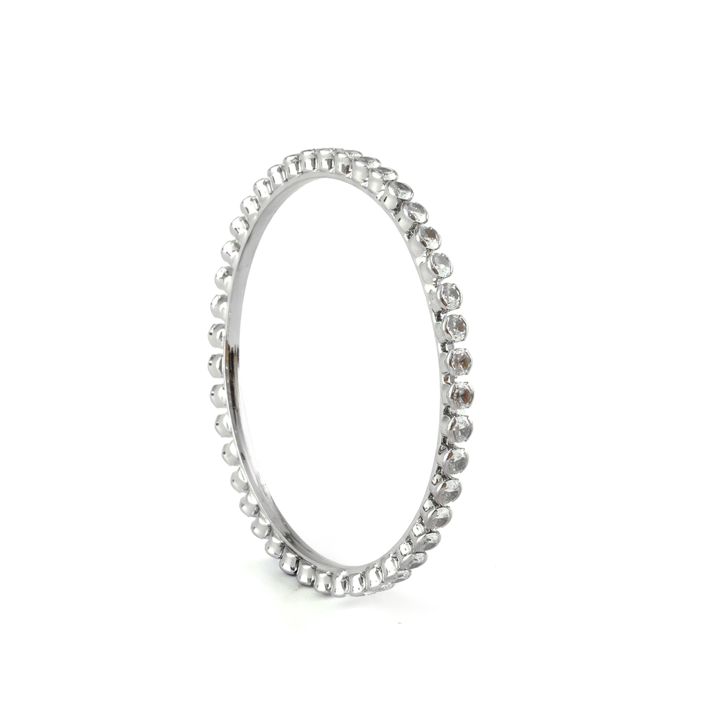 Circle Crystal bangles in silver plated finish with shining crystal stones