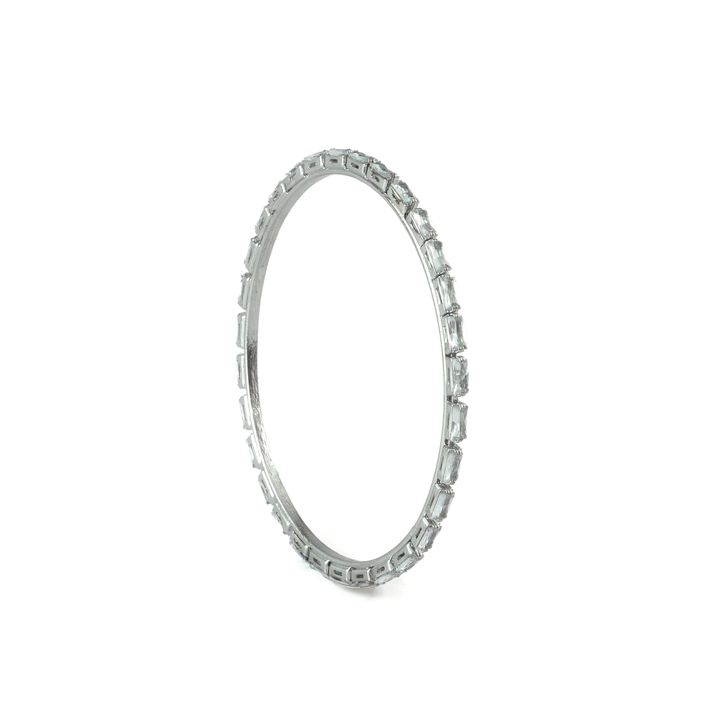 Rectangular Crystal bangles in silver plated finish with shining crystal stones