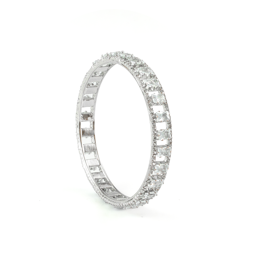 Night Shine Crystal bangles in silver plated finish with shining crystal stones