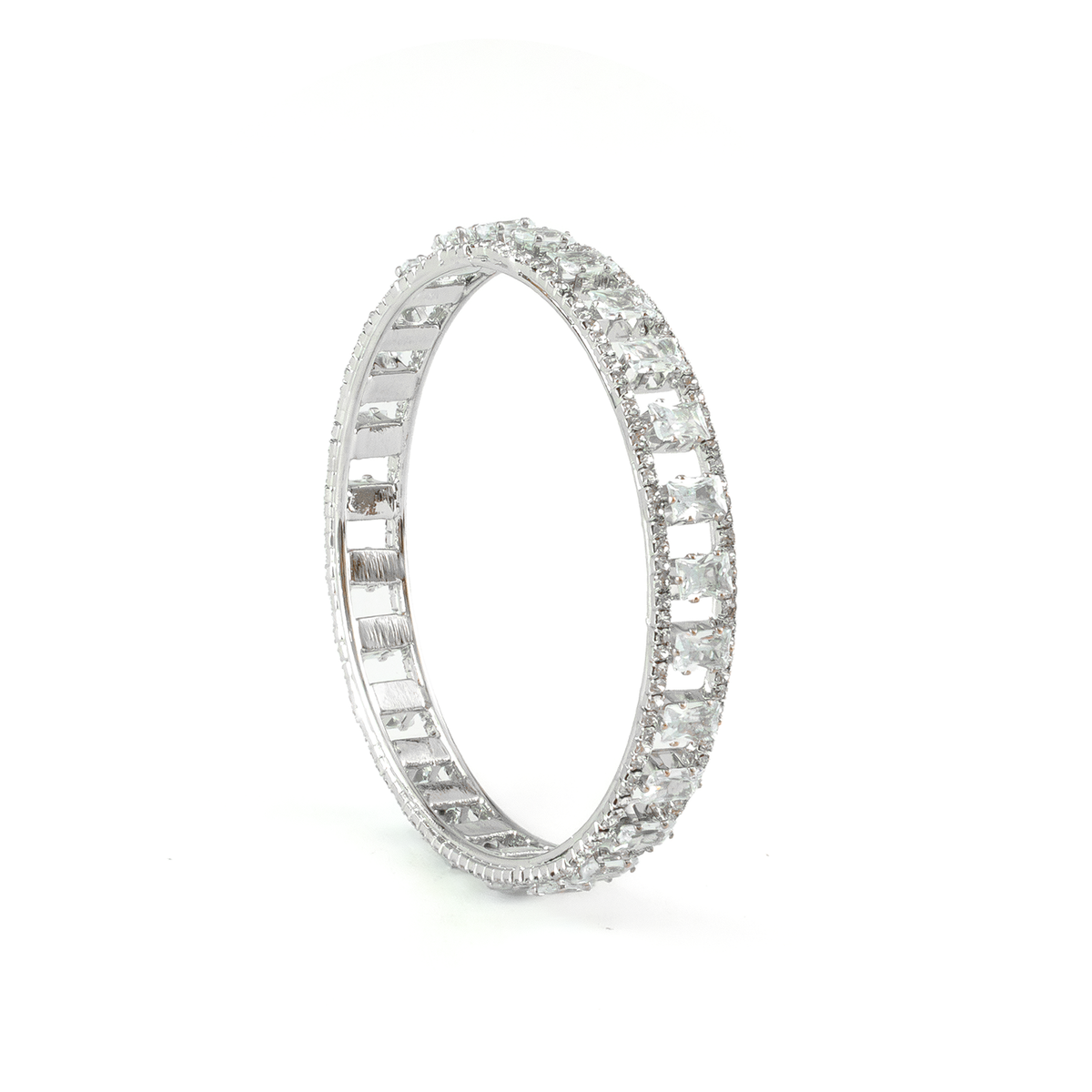 Night Shine Crystal bangles in silver plated finish with shining crystal stones
