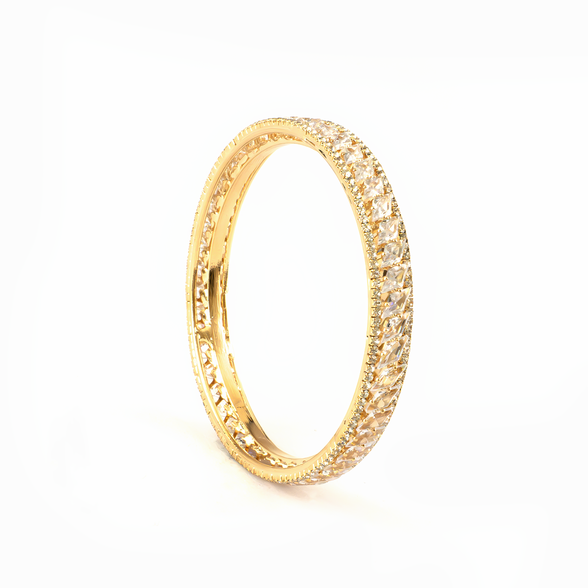 Diamond Crystal bangles in gold plated finish with shining crystal stones