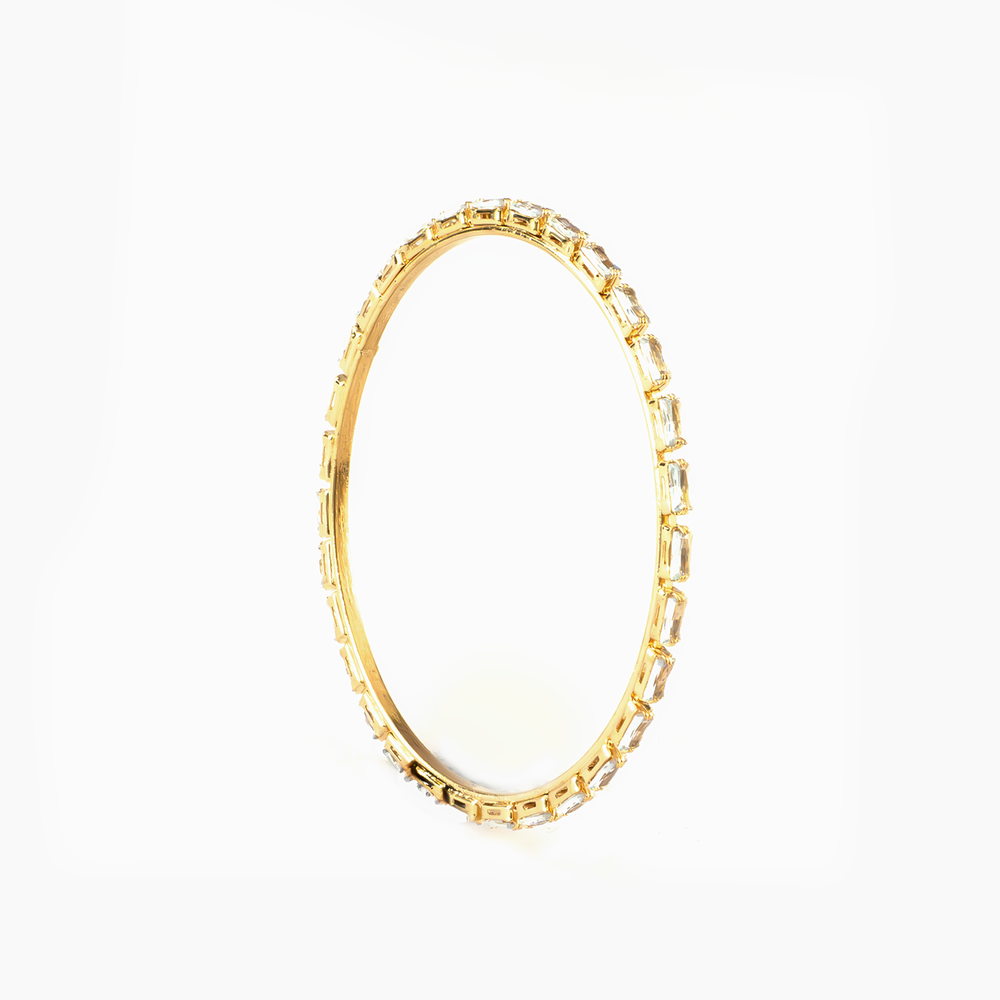 Rectangular Crystal bangles in gold plated finish with shining crystal stones