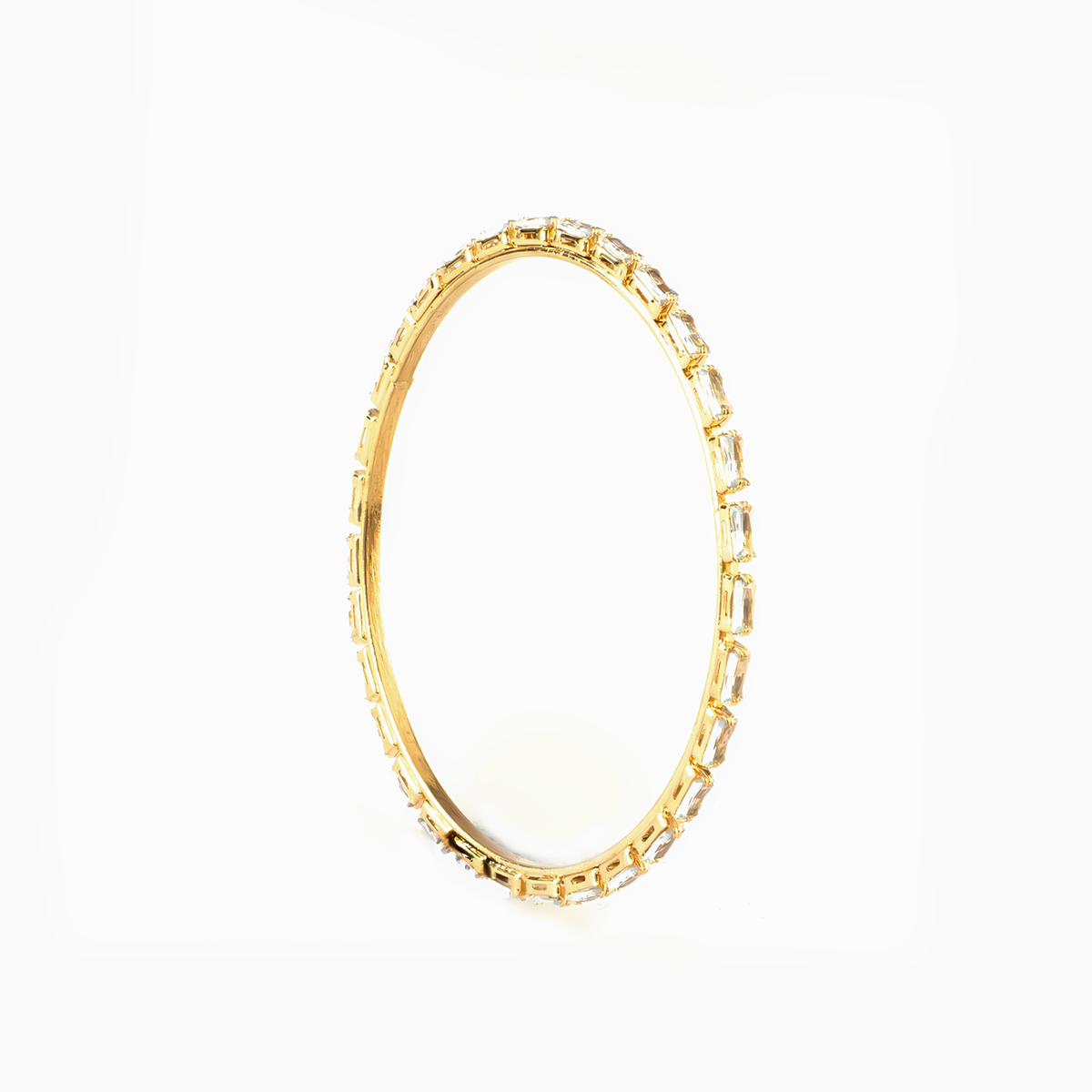 Rectangular Crystal bangles in gold plated finish with shining crystal stones