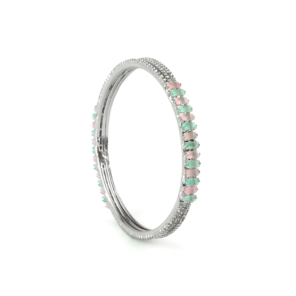 Stargaze Stone Crystal bangles in silver plated finish with shining crystal stones – view 13 of 16