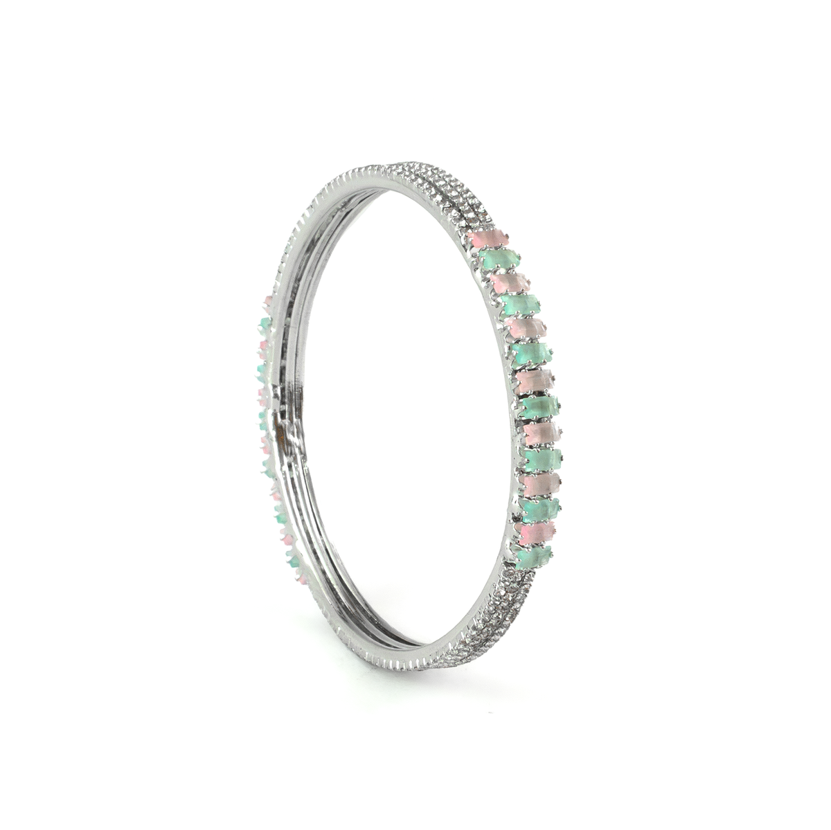 Stargaze Stone Crystal bangles in silver plated finish with shining crystal stones – view 13 of 16
