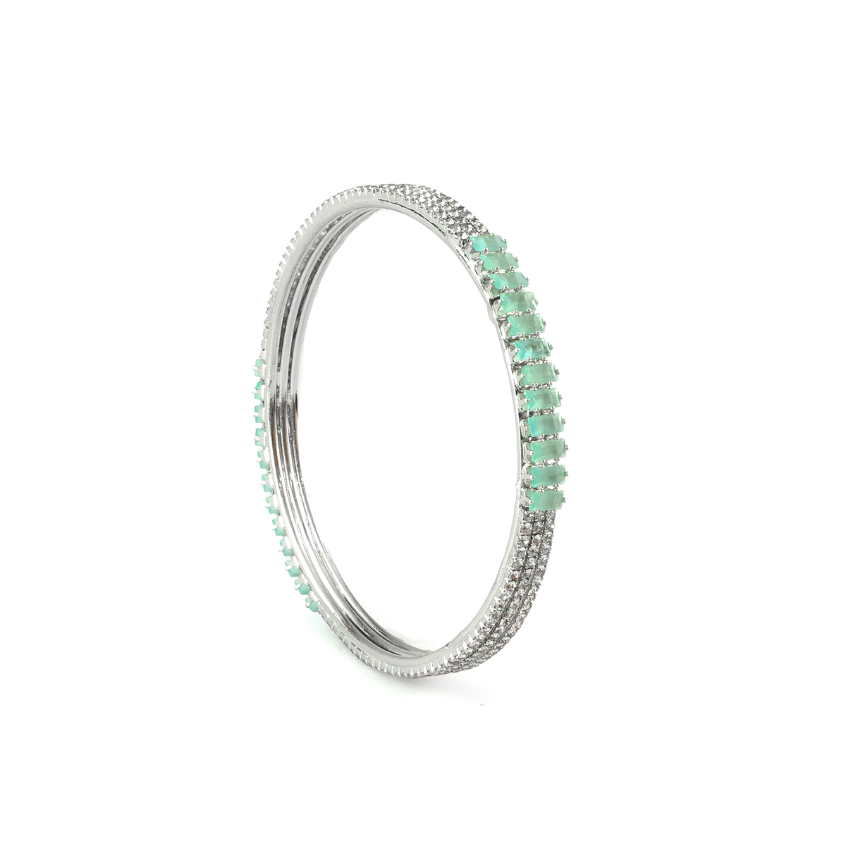 Stargaze Stone Crystal bangles in silver plated finish with shining crystal stones