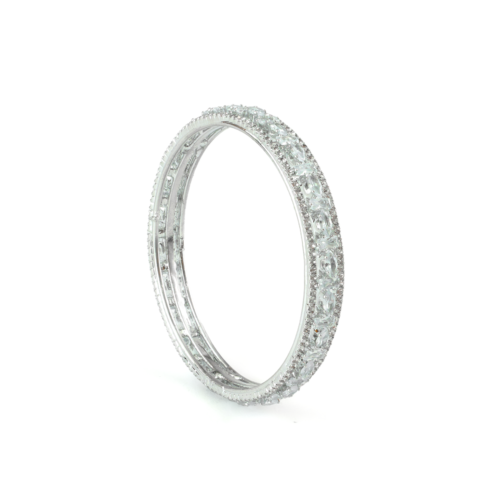 Mint Stone Crystal bangles in silver plated finish with shining crystal stones – view 9 of 12