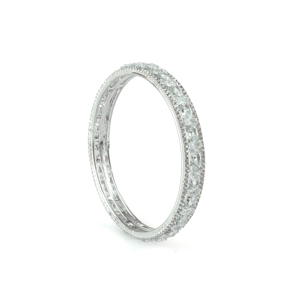 Mint Stone Crystal bangles in silver plated finish with shining crystal stones – view 9 of 12
