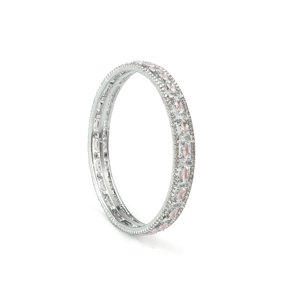 Mint Stone Crystal bangles in silver plated finish with shining crystal stones – view 5 of 12