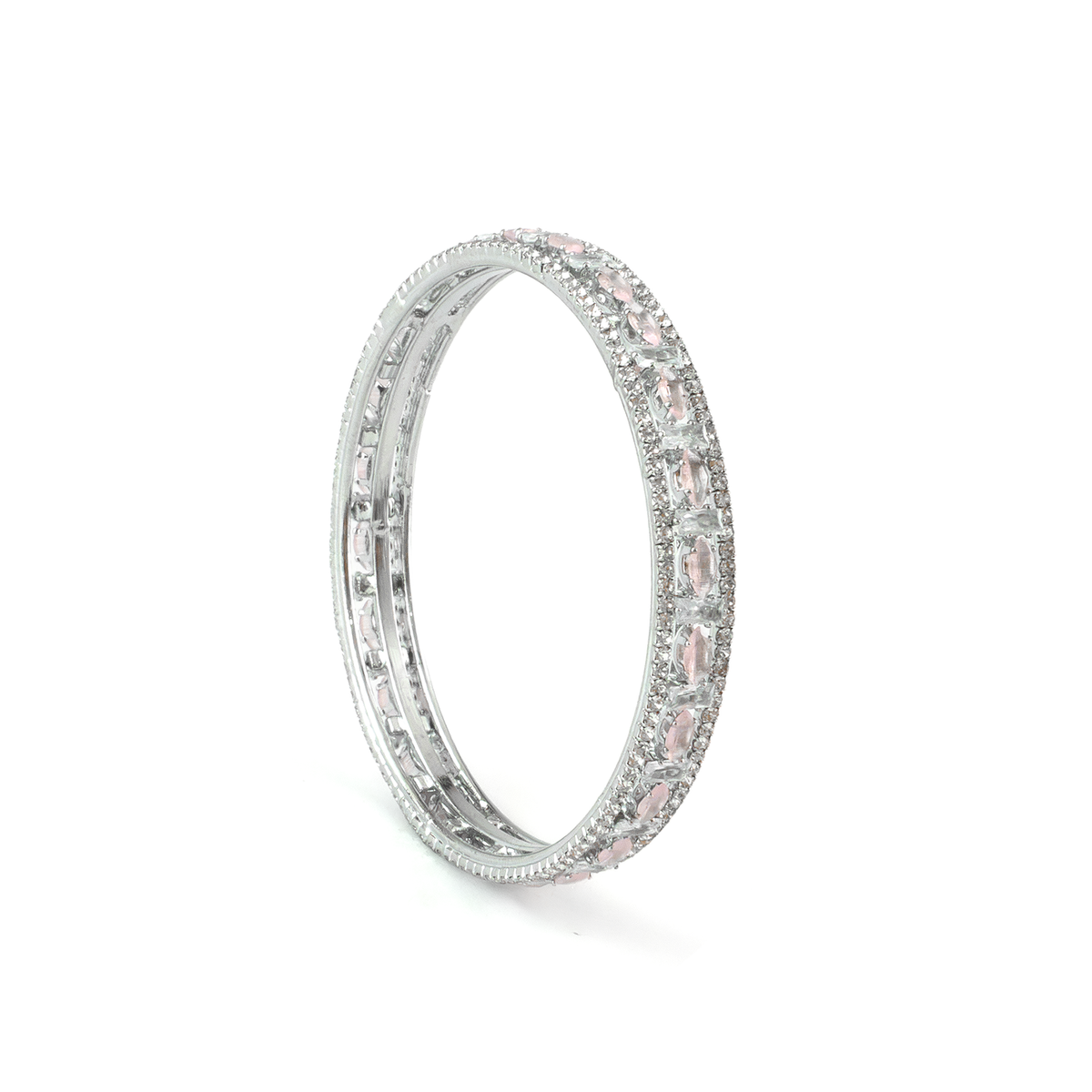 Mint Stone Crystal bangles in silver plated finish with shining crystal stones – view 5 of 12