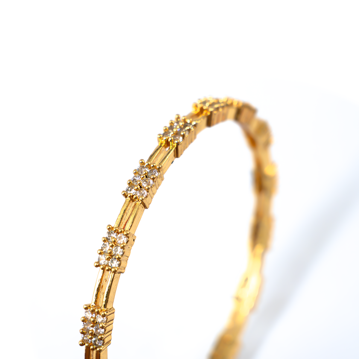 White Stone & CZ Handcrafted bangles in 22K gold plated finish with cubic zirconia (CZ) stones – view 4 of 8