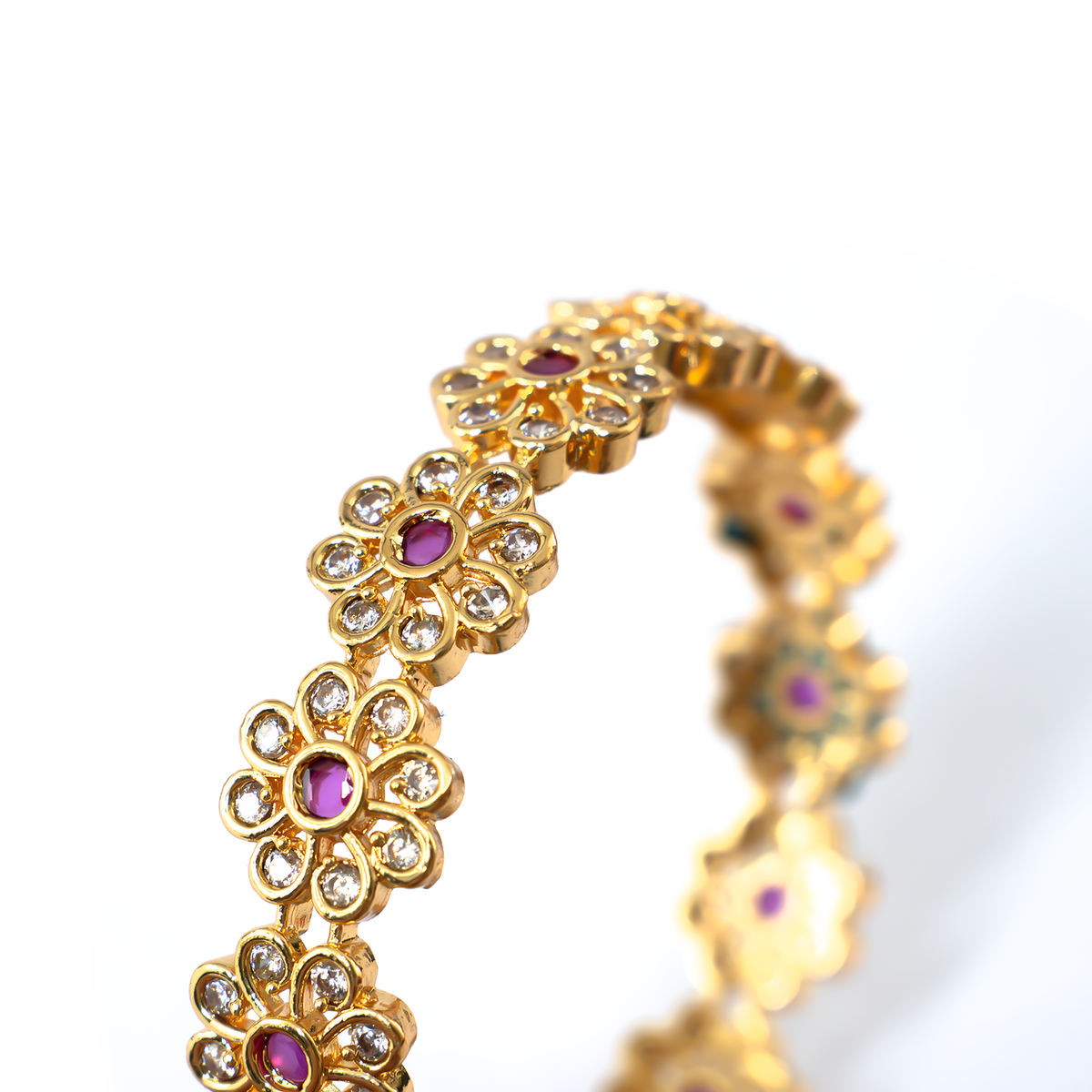 Floral Design bangles in 24K gold plated finish – view 4 of 4