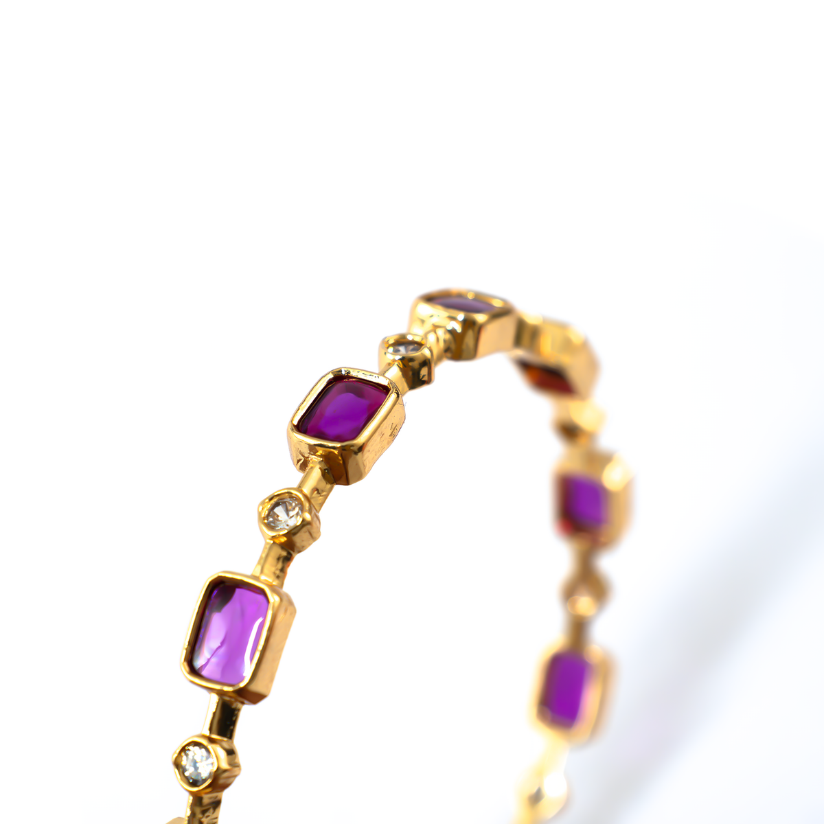 Single-Row Ruby & White AD bangles in gold plated finish with ruby & white American diamond (AD) stones – view 4 of 4