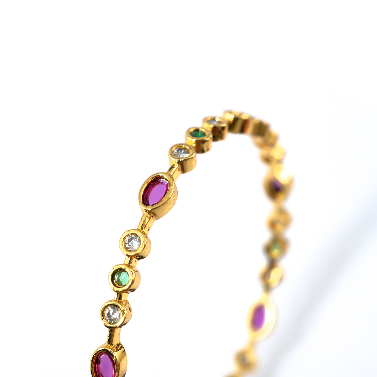 Royal Heritage Ruby & Emerald bangles in 24K gold plated finish with ruby & emerald-green stones – view 4 of 4