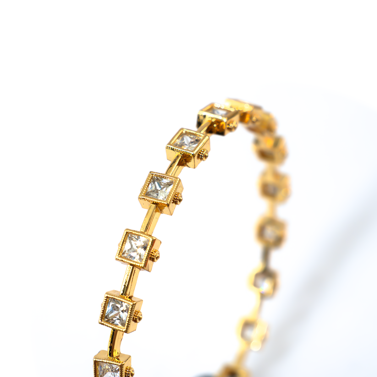 Garden Green AD bangles in 24K gold plated finish with sparkling American diamond (AD) stones – view 12 of 12