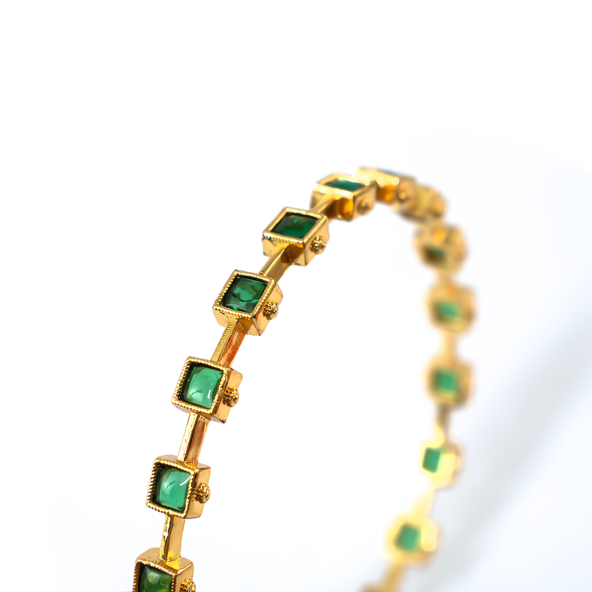 Garden Green AD bangles in 24K gold plated finish with sparkling American diamond (AD) stones – view 4 of 12