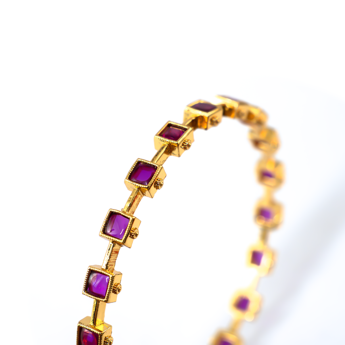 Garden Green AD bangles in 24K gold plated finish with sparkling American diamond (AD) stones – view 8 of 12