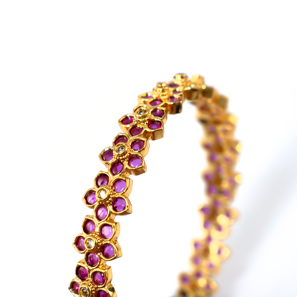 High-Fashion Ruby & White AD bangles in gold plated finish with ruby & white American diamond (AD) stones – view 4 of 4