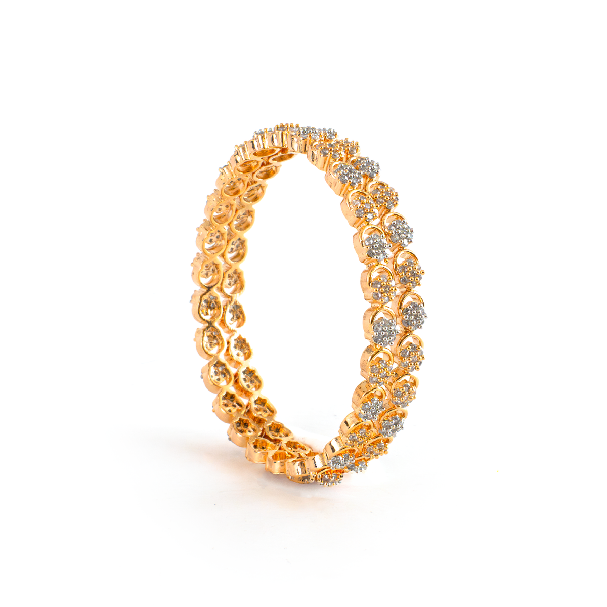 Daisy Zirconia Stone Studded bangles in dual-tone gold and silver plated finish with cubic zirconia (CZ) stones