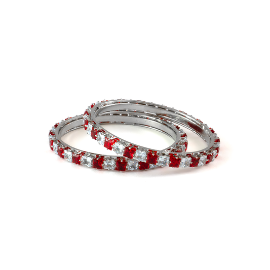 Romantic Square Stone Crystal bangles in silver plated finish with shining crystal stones – view 10 of 16