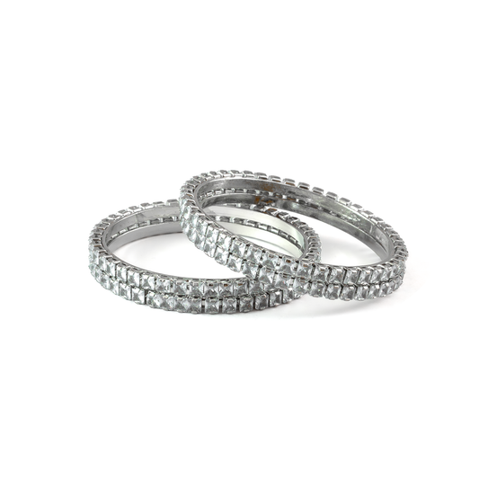 Space Square Crystal bangles in silver plated finish with shining crystal stones – view 2 of 4