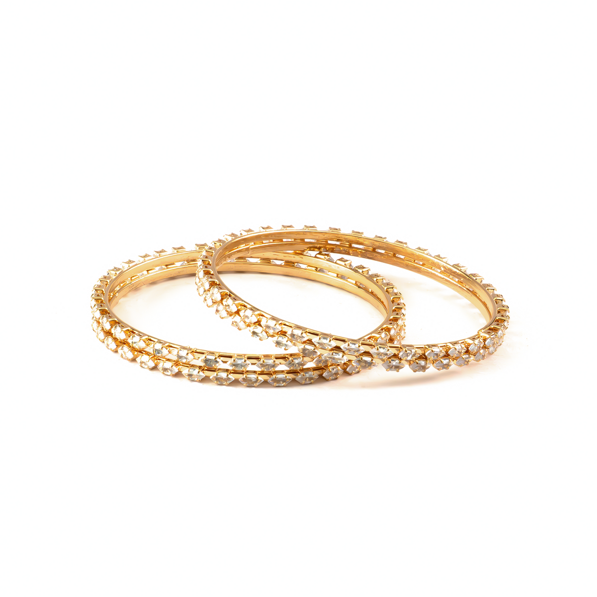 Oval Crystal bangles in gold plated finish with shining crystal stones – view 2 of 4