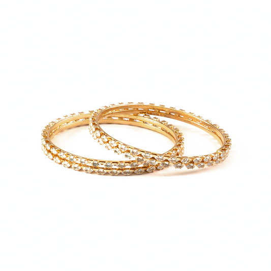 Oval Crystal bangles in gold plated finish with shining crystal stones – view 2 of 4