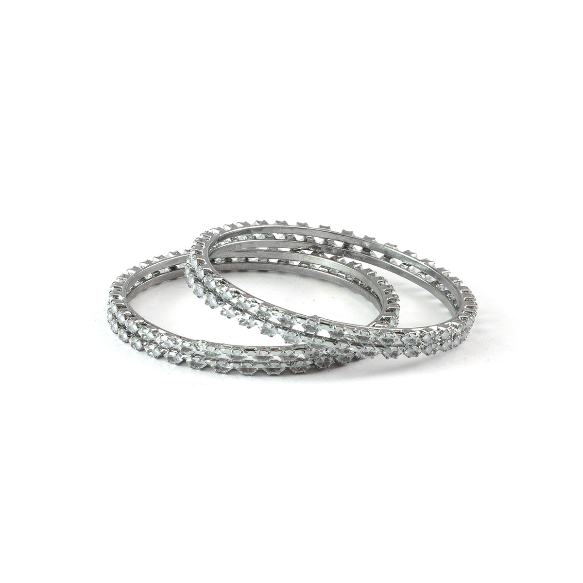 Oval Crystal bangles in silver plated finish with shining crystal stones – view 2 of 4