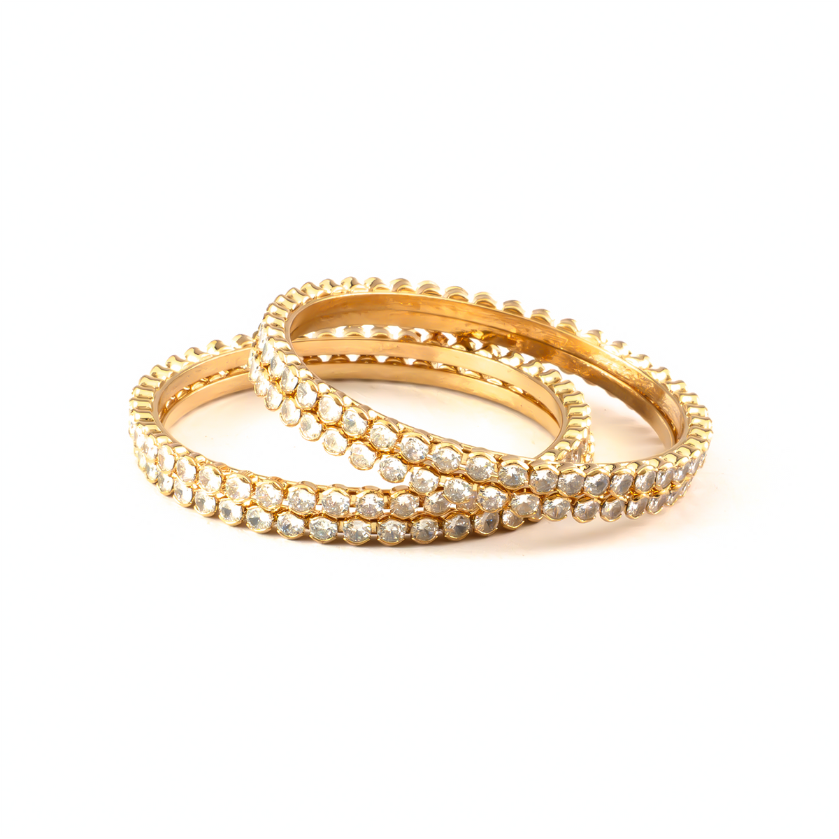 Circle Crystal bangles in gold plated finish with shining crystal stones – view 2 of 4