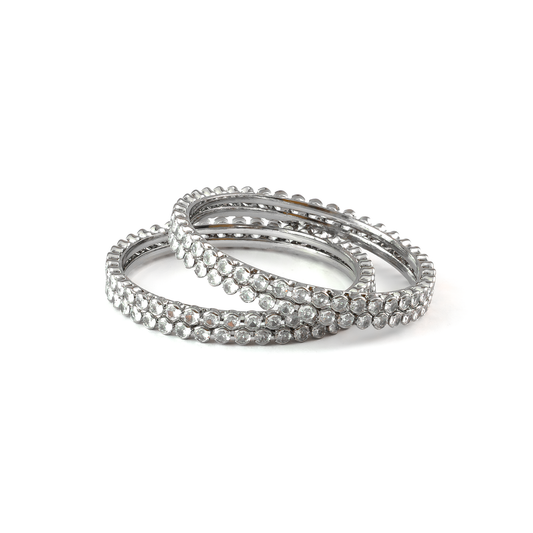 Circle Crystal bangles in silver plated finish with shining crystal stones – view 2 of 4