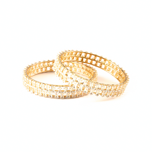 Double Shine Crystal bangles in gold plated finish with shining crystal stones – view 2 of 4