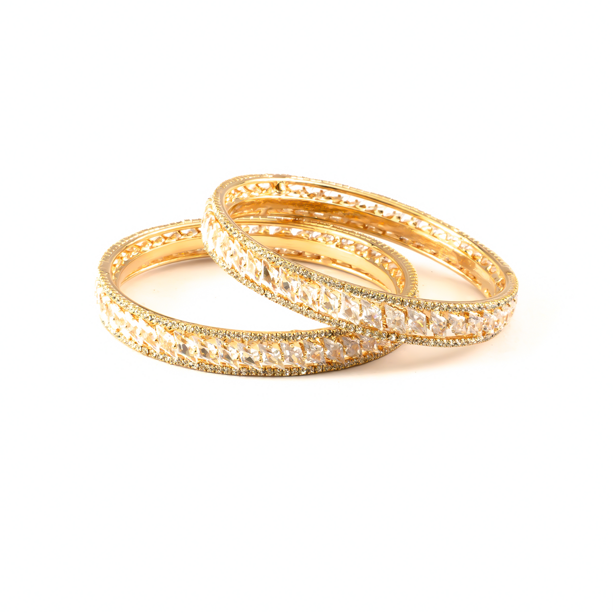 Diamond Crystal bangles in gold plated finish with shining crystal stones – view 2 of 4