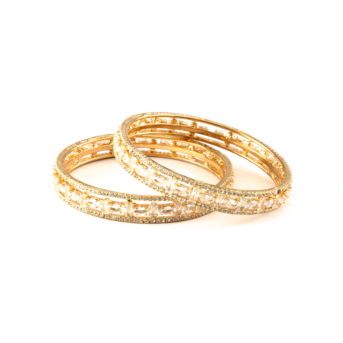 Mint Stone Crystal bangles in gold plated finish with shining crystal stones – view 2 of 4