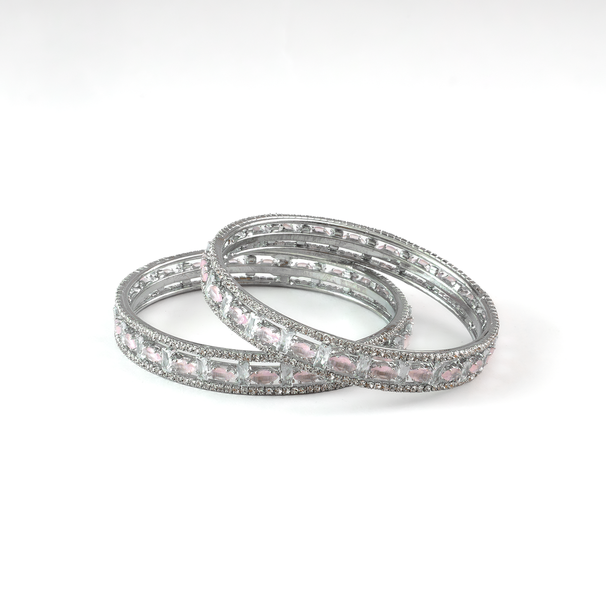 Mint Stone Crystal bangles in silver plated finish with shining crystal stones – view 6 of 12