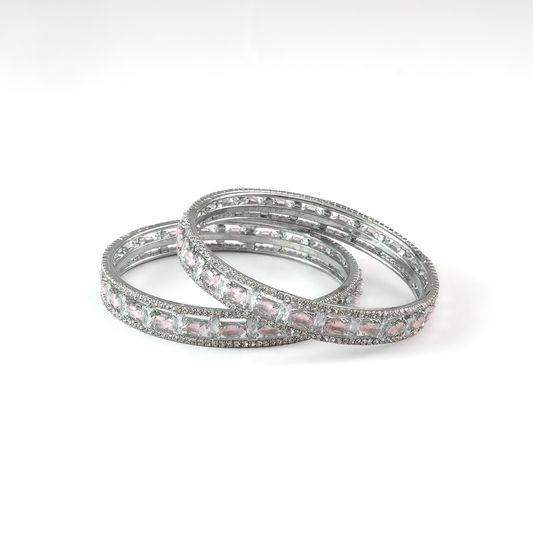 Mint Stone Crystal bangles in silver plated finish with shining crystal stones – view 6 of 12