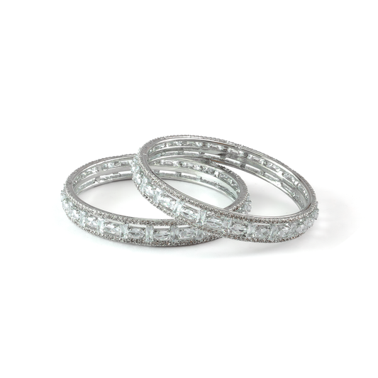 Mint Stone Crystal bangles in silver plated finish with shining crystal stones – view 10 of 12