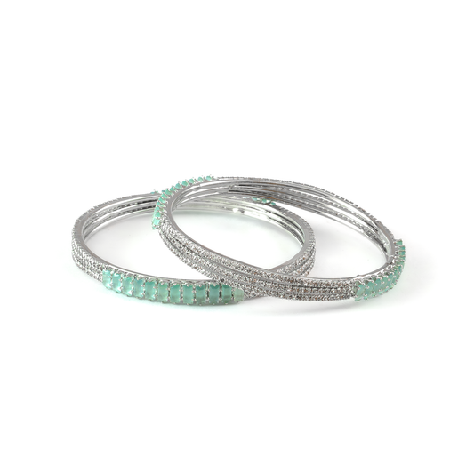 Stargaze Stone Crystal bangles in silver plated finish with shining crystal stones – view 2 of 16