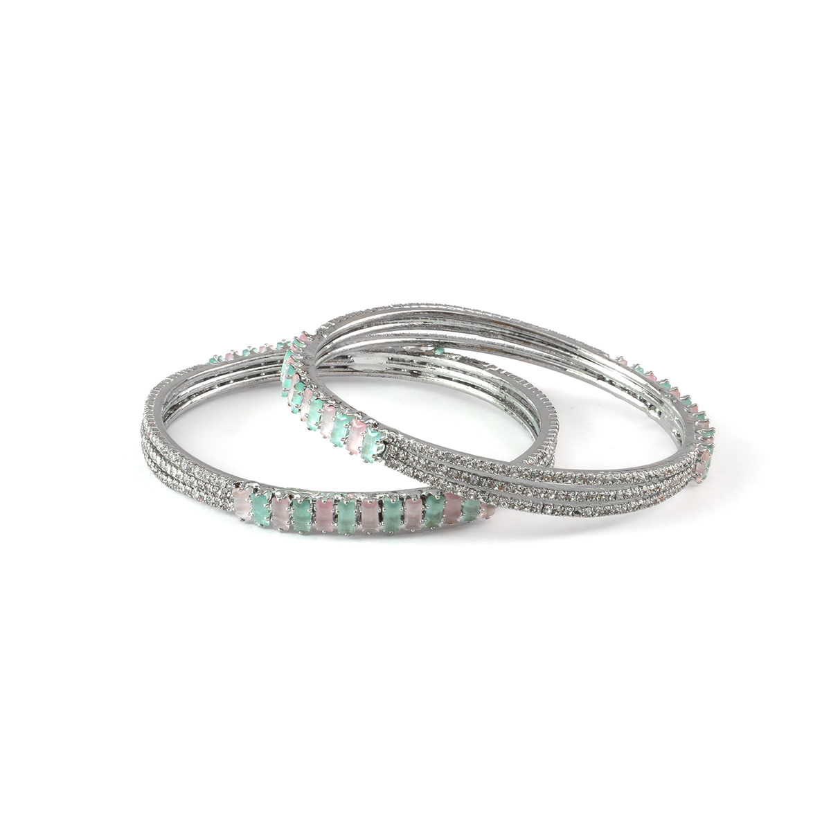 Stargaze Stone Crystal bangles in silver plated finish with shining crystal stones – view 14 of 16